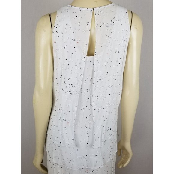 Metaphor sleeveless tiered comfortable rayon white dress with light polka dots L - Picture 10 of 12